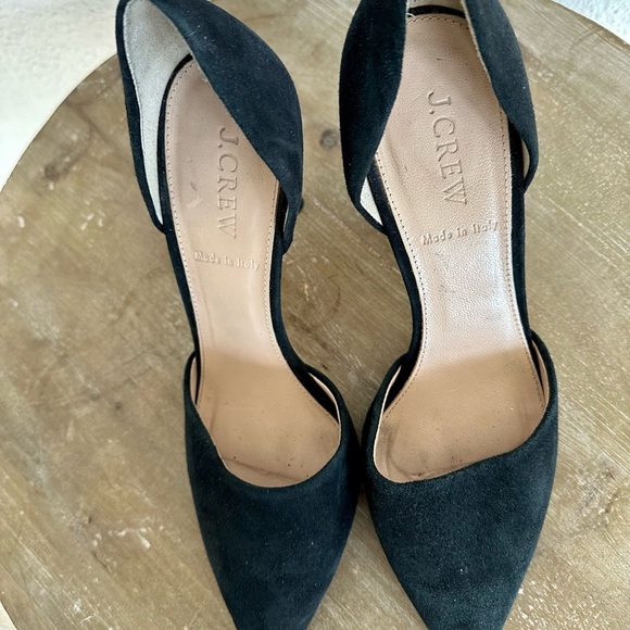 J Crew Elsie D'Orsay Suede Black High Heels Size 8 - Picture 9 of 13